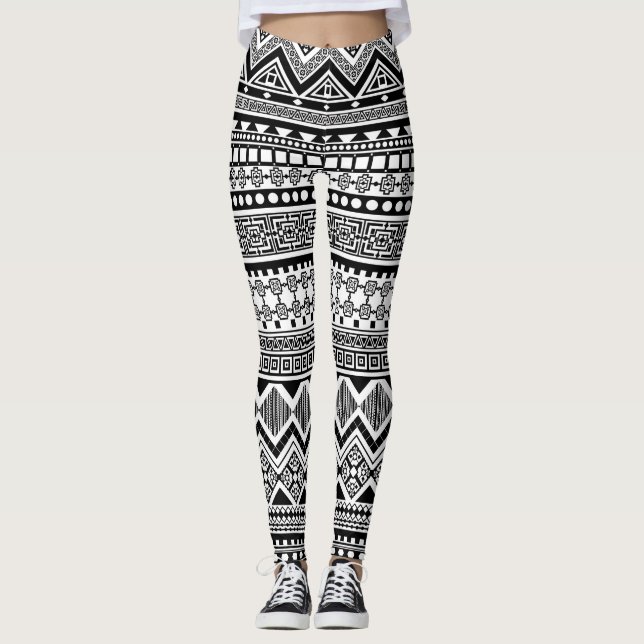 Azteken abstraktes mexikanisches Muster Leggings (Vorderseite)