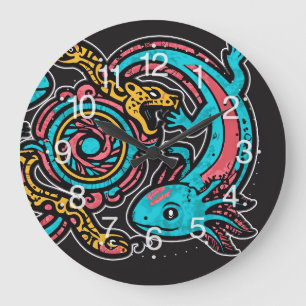 Azteken Axolotl Xolotl Stammesmuster Mythologie Bo Große Wanduhr