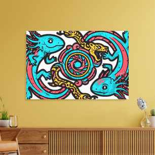 Azteken Axolotl Xolotl Stammesmuster Mythologie Bo Leinwanddruck