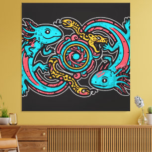 Azteken Axolotl Xolotl Stammesmuster Mythologie Bo Leinwanddruck