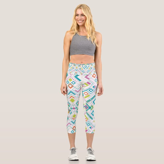 Azteken-geometrisches Muster Capri Leggings (Vorderseite)