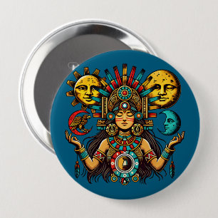 Azteken Indianerwochenprinzessin Sonnenmond Volksk Button