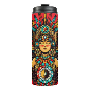 Azteken Indianerwochenprinzessin Sonnenmond Volksk Thermosbecher