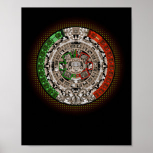 Azteken-Kalender Sonnenstein Mexikanische Kunst Sc Poster