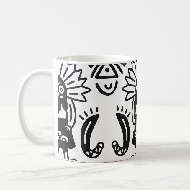 Azteken-Kunst - Eidechsenmuster Kaffeetasse (Links)