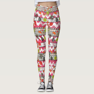 Azteken-Leggings in Rosa und Schwarz Leggings