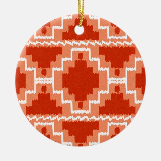 Azteken-Muster - Rost, Orange und Weiß Keramik Ornament (Vorne)