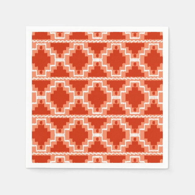 Azteken-Muster - Rost, Orange und Weiß Serviette (Vorderseite)
