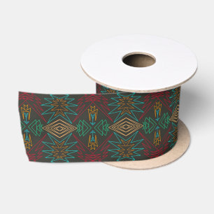 Azteken Native American geometrisches Linienmuster Satinband