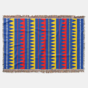 Azteken - Navy, Rot, Amber und Weiß Decke