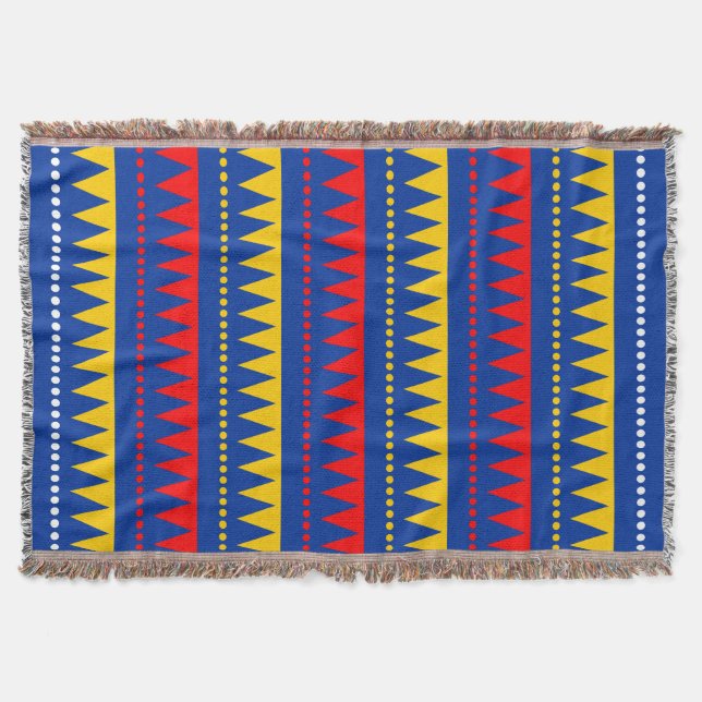 Azteken - Navy, Rot, Amber und Weiß Decke (Vorderseite)