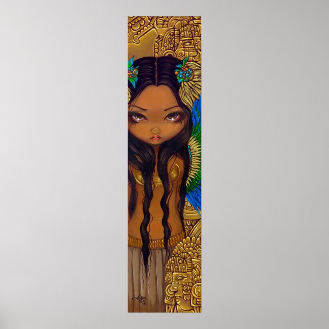 Azteken Princess ART PRINT Mayan Big Eye Art Poster (Vorne)