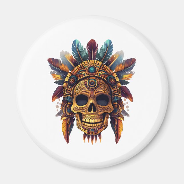 Azteken-Schädel-Reliquie Magnet (Vorne)