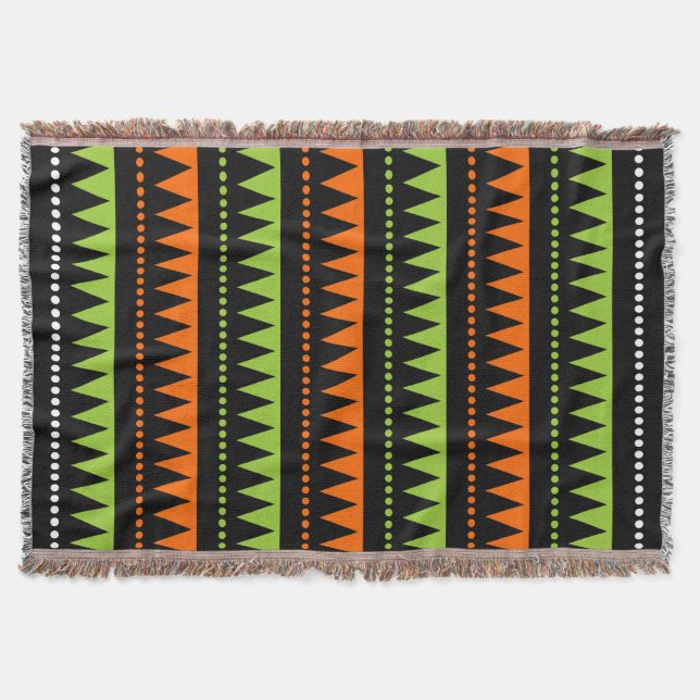 Azteken - Schwarze, orangefarbene, grüne und weiße Decke (Vorderseite)