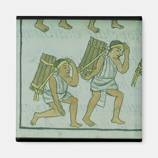 Azteken-Träger aus dem "Florentiner Codex" Magnet (Vorne)