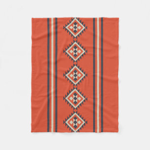 Aztekendesign in orangen, beigen und blauen Farben Fleecedecke