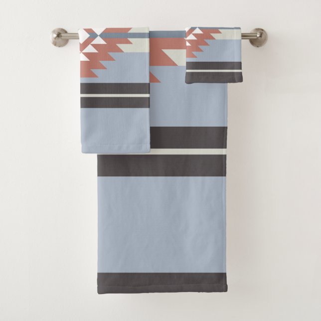 Aztekendesign in rosa und blau badhandtuch set (Insitu)
