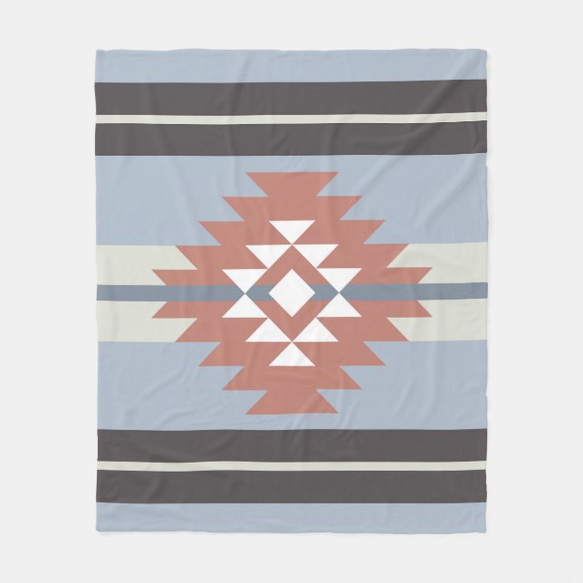 Aztekendesign in rosa und blau fleecedecke (Vorderseite)