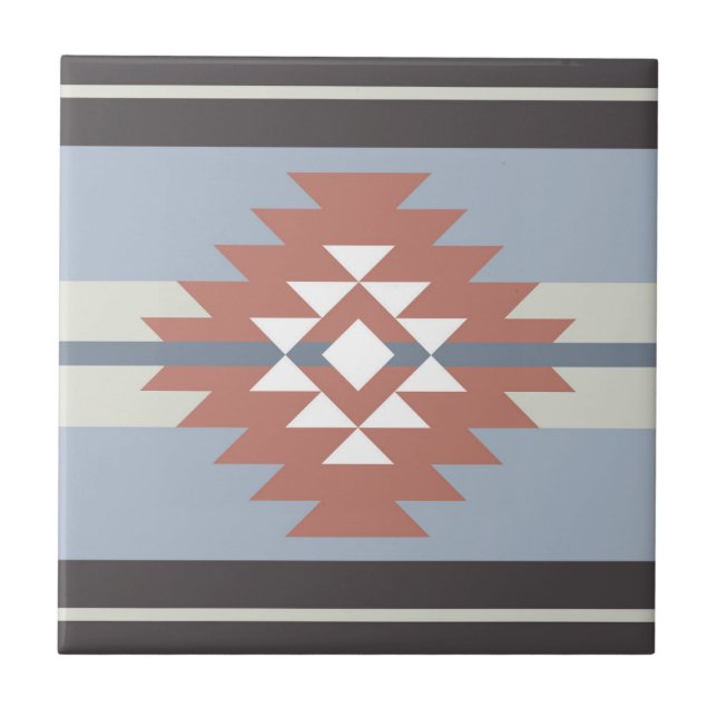 Aztekendesign in rosa und blau fliese (Vorderseite)