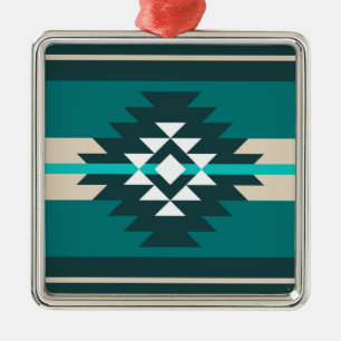 Aztekendesign in türkisfarbener Farbe Ornament Aus Metall