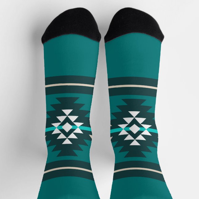 Aztekendesign in türkisfarbener Farbe Socken (Oben)