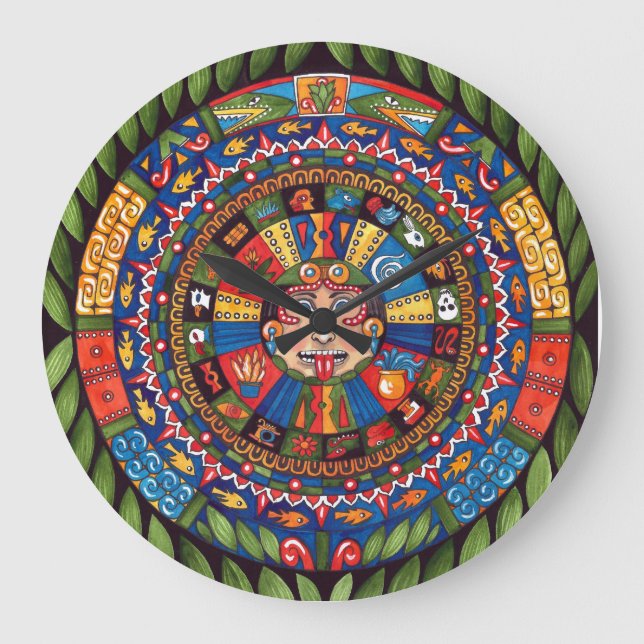 Aztekenkalender Großsäulenuhr Große Wanduhr (Vorderseite)