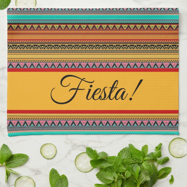Aztekenstreifen "Fiesta" Geschirrtuch (Gefaltet)
