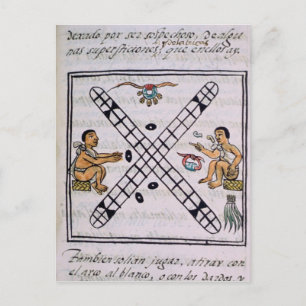 Azteker spielen Patoli Postkarte