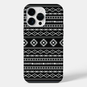 Aztekisch Weiß Grau Schwarz Gemischte Motive Muste iPhone 14 Pro Max Hülle