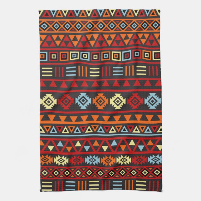 Aztekische Art Ptn (V) - orange Gelb-blaues Rot u. Handtuch (Vertikal)