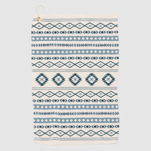 Aztekische Blues über Cream Mixed Motifs Muster Golfhandtuch