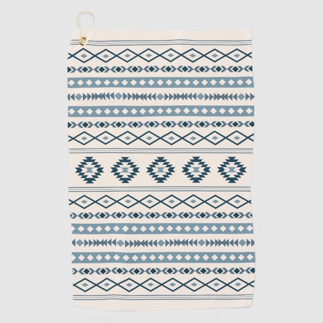 Aztekische Blues über Cream Mixed Motifs Muster Golfhandtuch (Vorderseite)