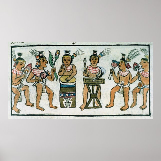 Aztekische Musiker aus einem Bericht von Aztec Poster (Vorne)