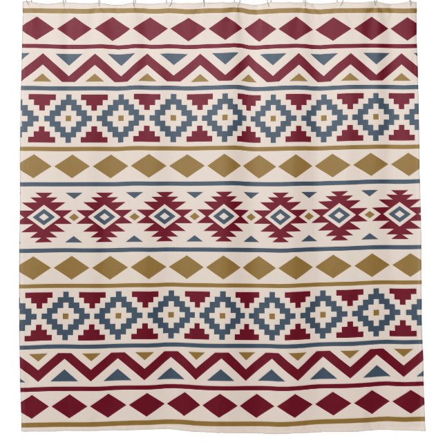 Aztekische rote blaue Goldcreme des Wesentlich-III Duschvorhang (Vorderseite)