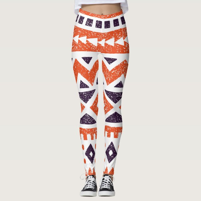 Aztekische Stammmotive, gestreift Leggings (Vorderseite)