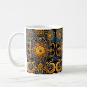Aztekische stellare Symmetrie: Kosmisches Muster Kaffeetasse