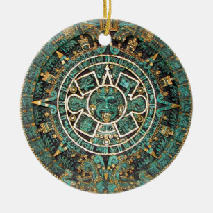Aztekischer alter runder Disc-Mayakalender Keramikornament