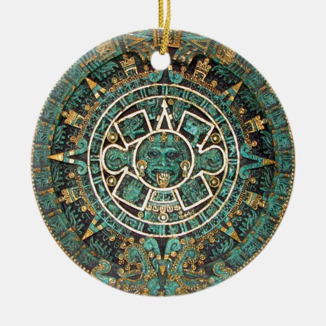 Aztekischer alter runder Disc-Mayakalender Keramikornament (Vorne)
