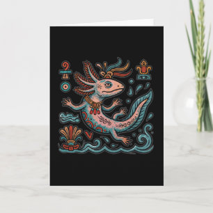 Aztekischer Axolotl Xolotl erodierte Stein tribal Karte