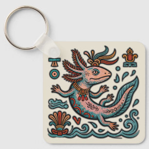 Aztekischer Axolotl Xolotl erodierte Stein tribal Schlüsselanhänger