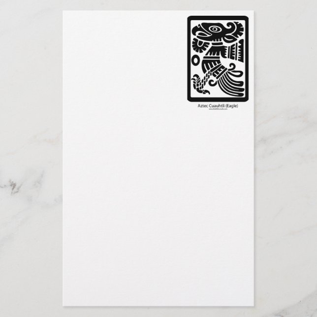 Aztekischer Cuauhtli - (schwarzes) Briefpapier (Vorderseite)