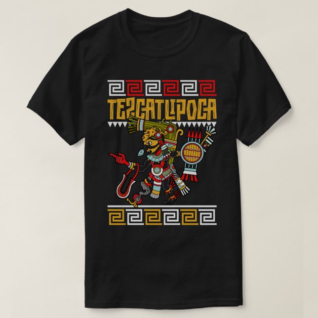 Aztekischer Gott der Nacht Tezcatlipoca T-Shirt (Design vorne)