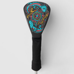 Aztekischer Gott Xolotl kämpft gegen Jaguar-Kampf- Golf Headcover