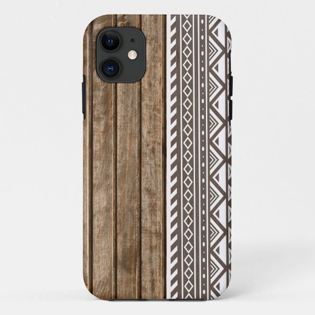 Aztekischer hölzerner Plattendruck Case-Mate iPhone Hülle (Rückseite)