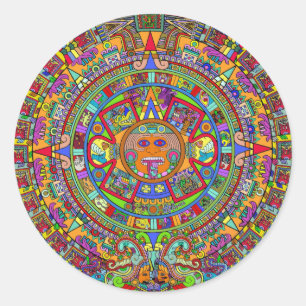 Aztekischer Kalender Runder Aufkleber