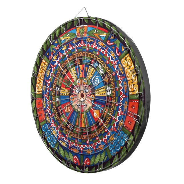 Aztekischer KalenderDartboard Dartscheibe (Vorderseite rechts)