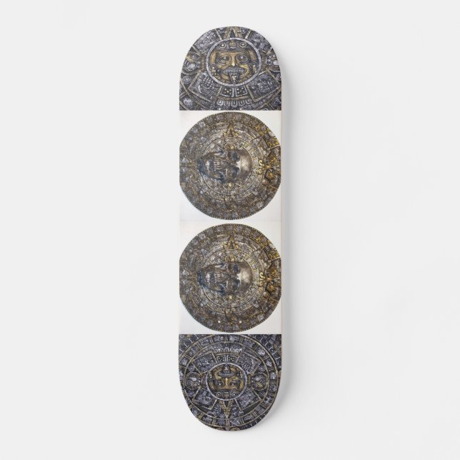 Aztekischer Mayakalender mit Schädel-Skateboard Skateboard (Vorderseite)