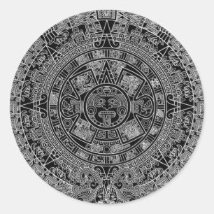Aztekischer Mayakalender (Schwarzes) 12.21.2012 Runder Aufkleber