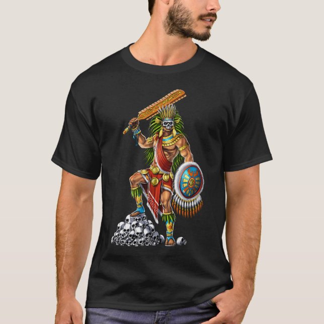 Aztekischer Schädelkrieger T-Shirt (Vorderseite)