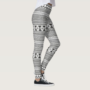 Aztekischer Schwarzweiss-Druck Leggings